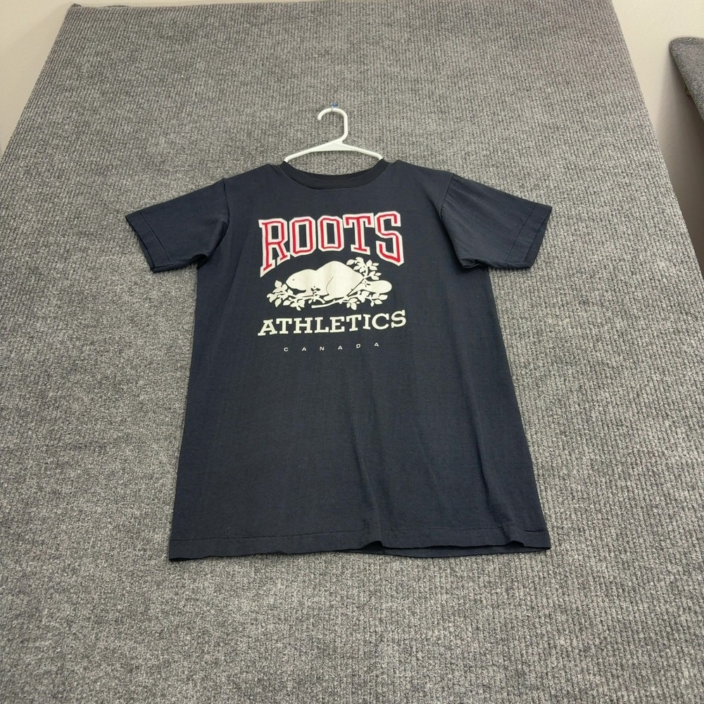 Vintage Roots Athletics T Shirt Mens M Black Cotton Beaver Graphic Canada Sporty